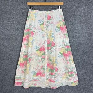 Lauren Ralph Lauren cottagecore Skirt 8 Ivory Floral Button Front Maxi Cotton